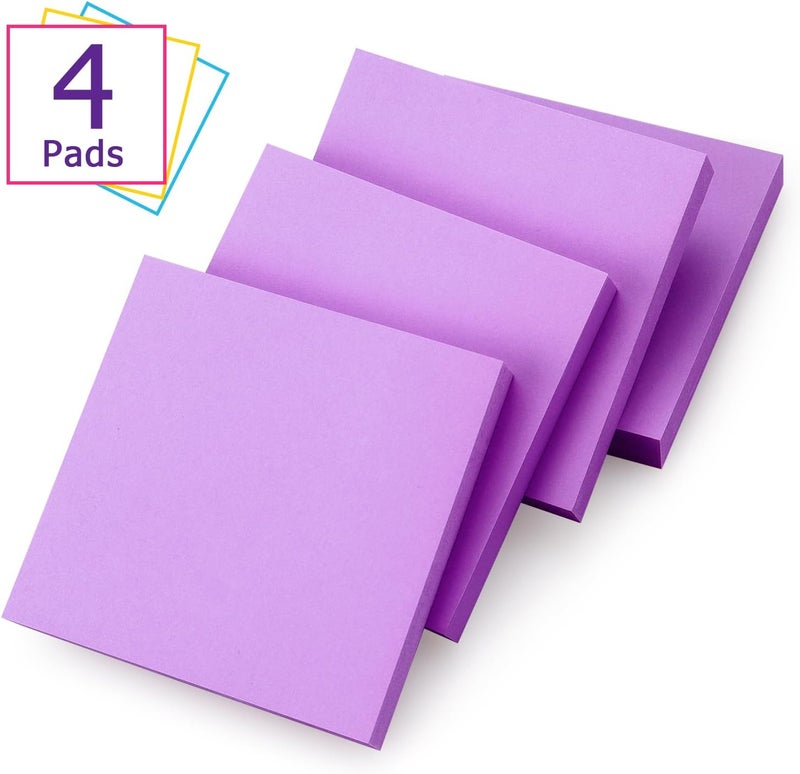 Eastern Wolf Sticky Notes 3x3 Self-Stick Notes Bright Colors Sticky Notes 4 Pads 100 Sheets/Pad (Purple) - Image 2